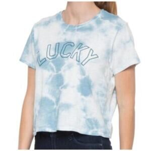 Lucky Brand Tie-Dye Graphic Tee Blue Women’s Large Cotton Top NWT L
